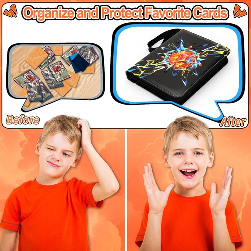 Card Binder 9 Pocket, Trading Card Binder Holder Fits 900 Cards with 50 Removable Sleeves, Card Collection Binder Album Book Case Storage -Toys Gift for Boys Girls Aged 4 to 16
