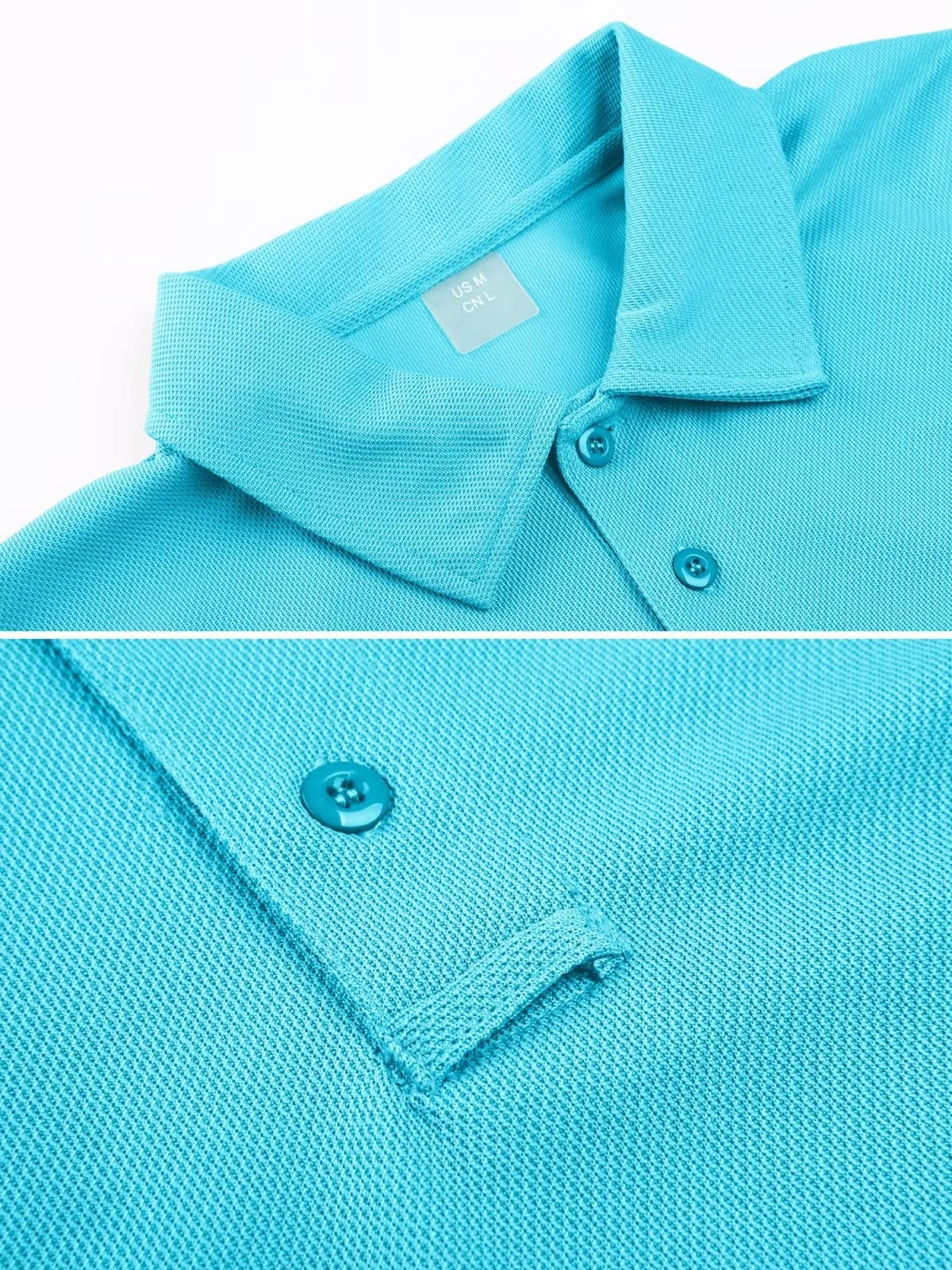 MAGCOMSEN Mens Polo Shirts Golf Shirts Polyester Quick Dry Light Work Shirts Golf Polo Shirts Ice Blue XXL