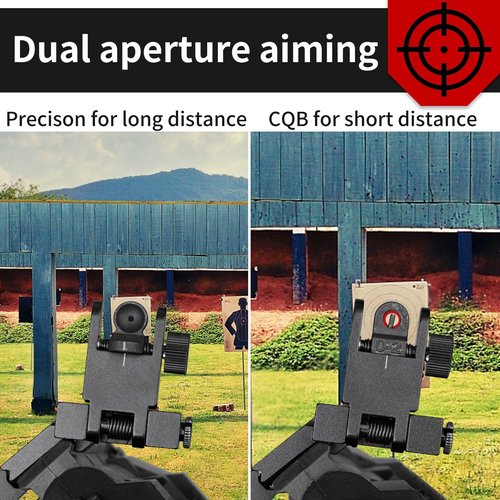 Ultralight 45 Degree Offset Flip Up Iron Sights, Rapid Transition Picatinny Rifle Sight, Front & Rear Backup Sights for Tactical Shooting
