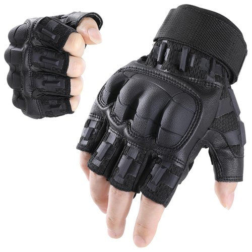 WTACTFUL Fingerless Tactical Gloves for Men Airsoft Paintball Bike Cycling Motorcycle Motorbike Hunting Hiking Work Outdoor Half Finger Gloves Black L