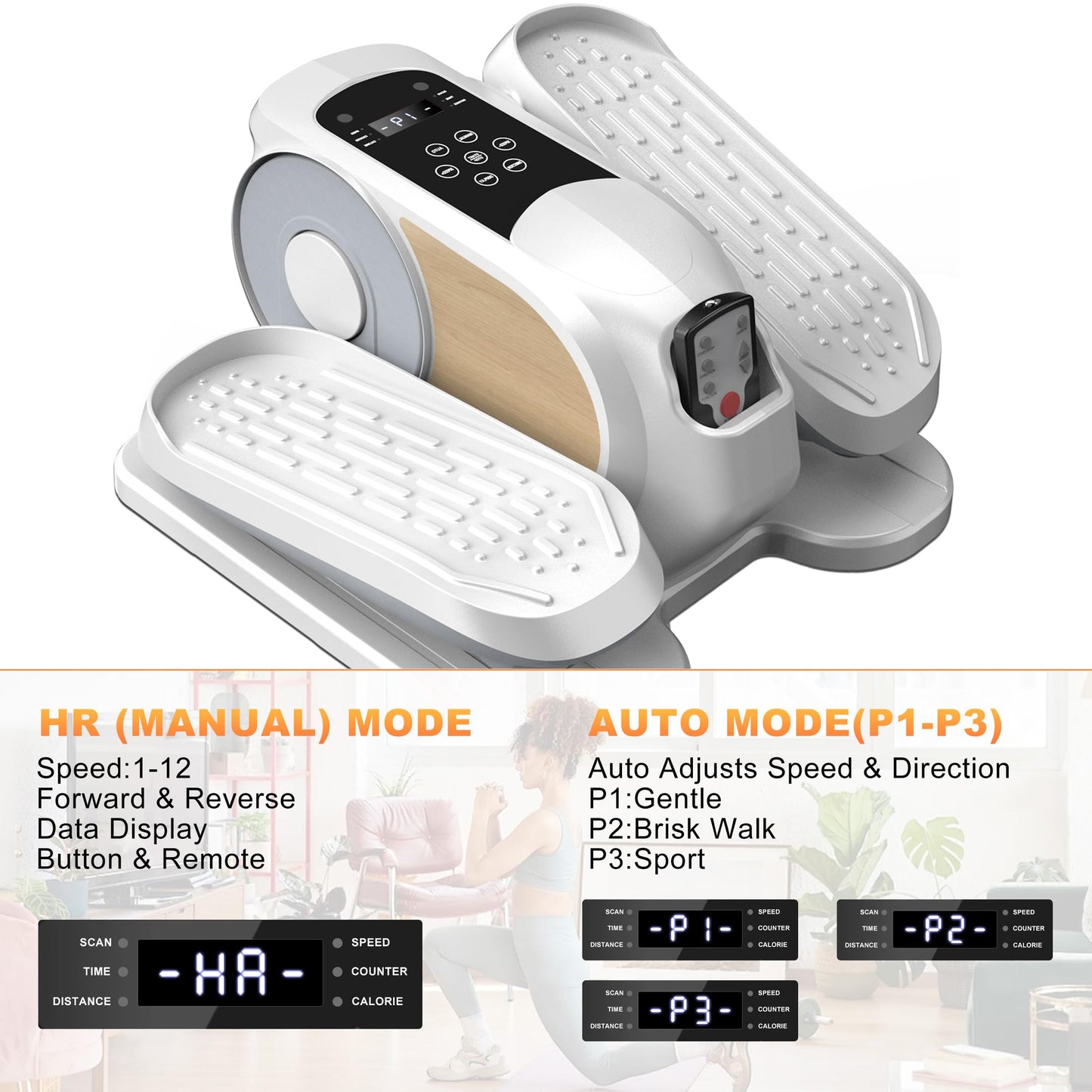 Mini Under Desk Elliptical Electric Leg Exerciser As Seen on TV While Sitting for Seniors with Remote Control & 12 Speeds,Non-Slip Mat Quiet & Portable for Home Office,Gift for Mom Dad