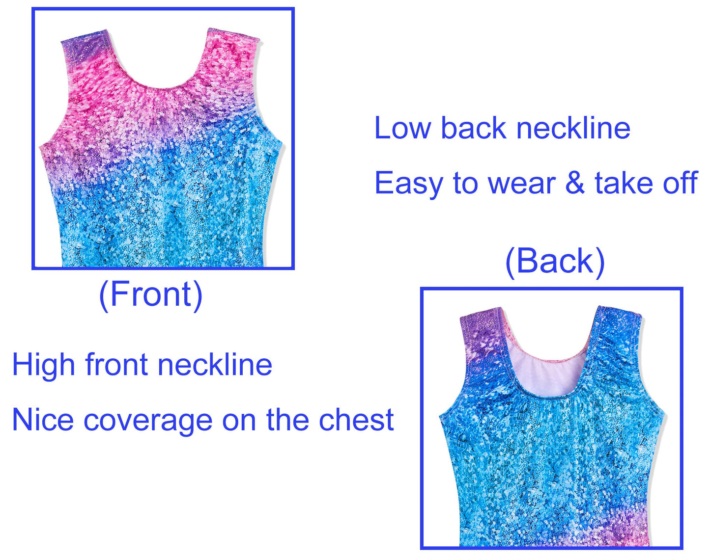 Domusgo Girls Gymnastics Leotards Size 5-6 Years Old Sparkly Gradient Stripe Unitards with Shorts