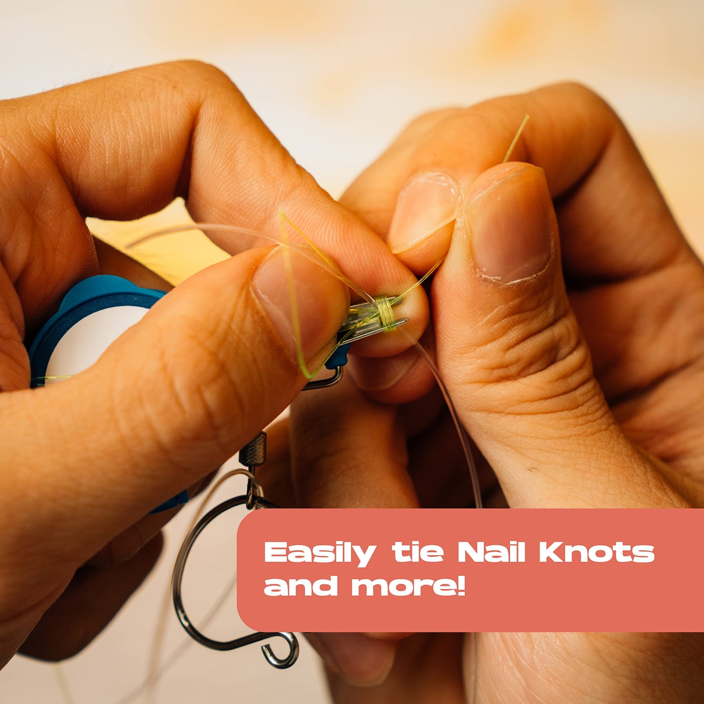 HOOK-EZE New All in One Nail Knot Tying Tool | Pack of 2 | Protect from Fish Hooks | Tie Fishing Knots Easily | Cool Gadgets | Ice & Fly Fishing Gifts & Accessories for Beginner Anglers - Blue