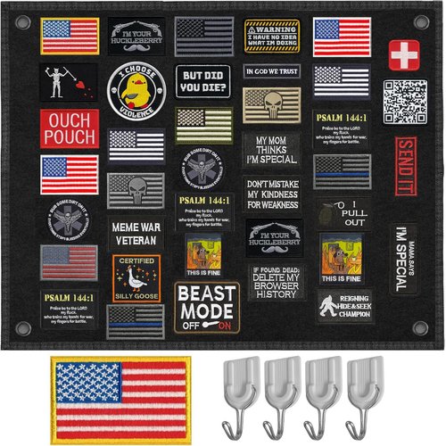 Tactical Patch Board (24" x 18") | Morale Patch Hanging Wall Panel Display Holder for Military, Army, Combat, Uniform, Morale Emblem Hook & Loop Collection, Patch Organizer Banner Sheet