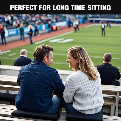 UCOMFEEL Portable Stadium Seat Cushions with Handle, 2 Inches Thick, Waterproof Oxford Fabric, Zipper Design, Set of 2 (Black)