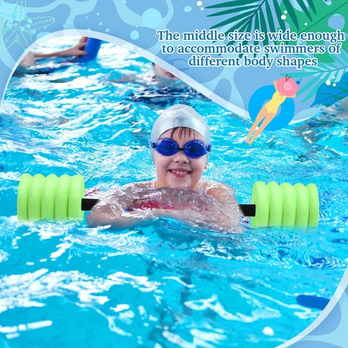 Soulchen Long Aquatic Exercise Dumbbells Foam Water Weights Dumbbell Aquatic Pool Barbells with High Density EVA Foam for Swim Water Aerobics Workouts Loss(Green,29.13 Inch)