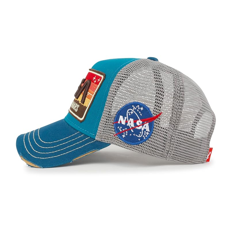 ililily NASA Worm Logo Embroidery Structured Baseball Cap - Blue, X-Large