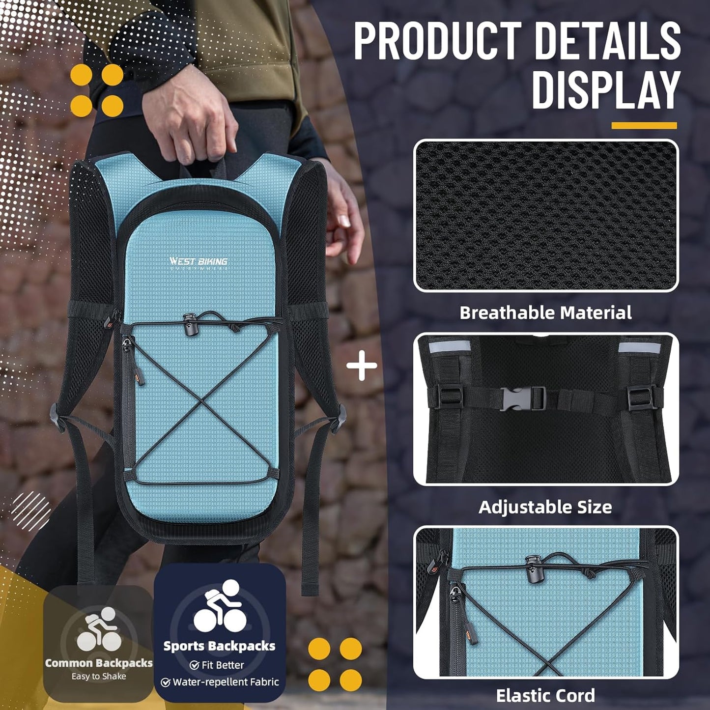 Hydration Backpack with TPU Hydration Bladder, Lightweight Hiking Water Backpack, Hydration Pack with 2L Water Bladder for Running, Cycling Climbing Camping Outdoor Sports