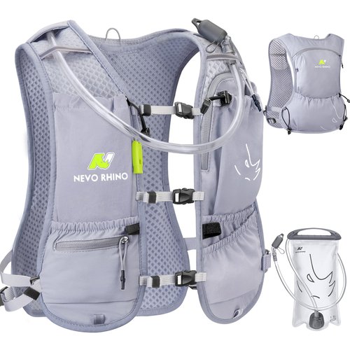 N NEVO RHINO Running Vest, Hydration Running Water Vest 5L with 1.5L Water Bladder Bag, Lightweight Hydration Pack Water Backpack Multi-Pocket for Hiking Race Trail Marathon for Women Men