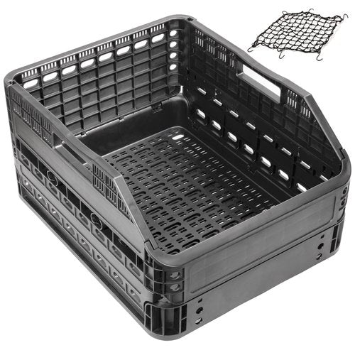 CyclingDeal Foldable Rear Bike Basket | Patented Design, Easy Install & Large Storage Capacity w/Cargo Net for Safety | Premium Quality, Durable Basket & Weather Resistant Rear Bike Rack Basket