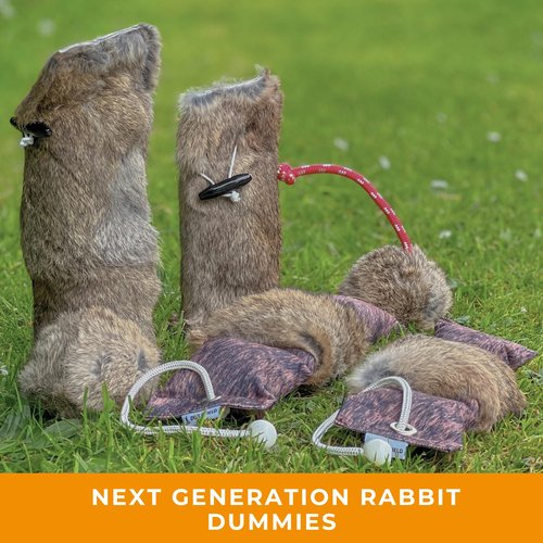 The Original Clone® Realistic Rabbit Fur Dog Training Dummies - Realistic Rabbit Fur Training Dummy with Throwing Toggle, for Gundog & Puppy Training - Gundog Training Equipment (1/2lb Rabbit Dummy)