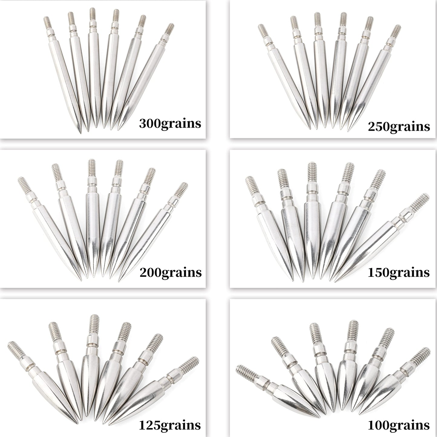 Archery Field Points Stainless Steel Screw in Target Practice Bullet Point