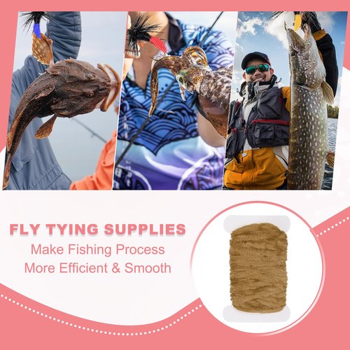 PATIKIL Chenille Fly Tying Total 10 M, 2 Pack Rayon Chenille Fly Tying Materials Line Fly Thread Supplies for Making Fishing Hook Jig Making Fly Patterns Fly Fishing, Olive