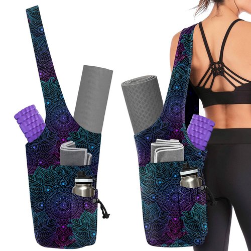Feijiati Yoga Mat Bag for Women Yoga Bag with Large Size Pocket and Zipper Pocket,Rhombus Pattern- Yoga Bags and Carriers Fits All Your Stuff