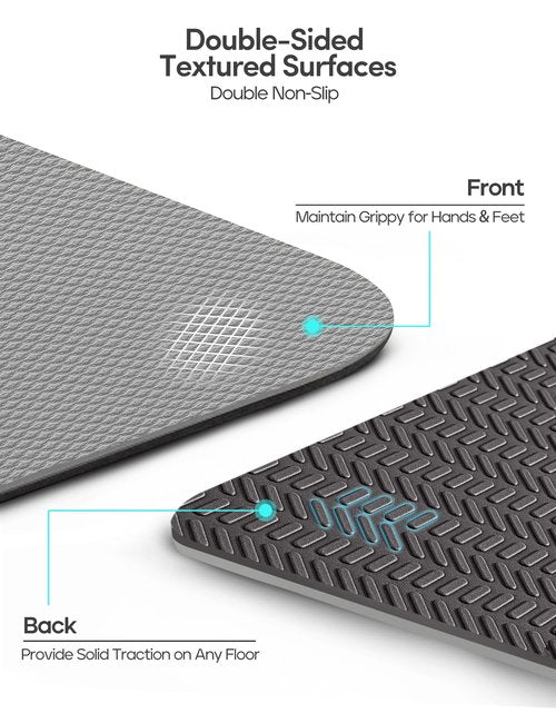 Heathyoga Eco Friendly Non Slip Yoga Mat, Body Alignment System, SGS Certified TPE Material - Textured Non Slip Surface and Optimal Cushioning,72"x 26" Thickness 1/4" Charcoal