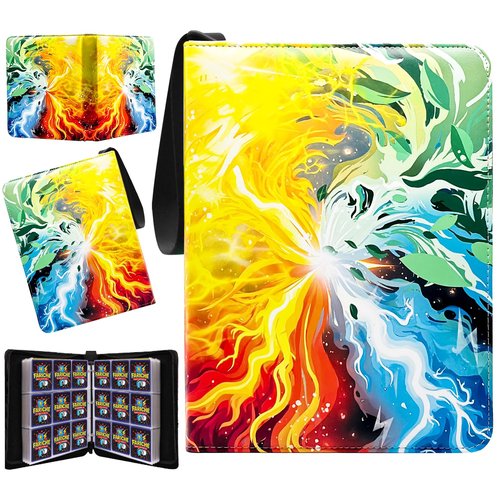 Trading Card Binder for TCG Cards, 9-Pocket Portable Card Collector Ablum Holder Book Fits 900 Cards with 50 Removable Sleeve, Waterproof BKM Card Binder Display Storage Carrying Cases for TCG-Storm
