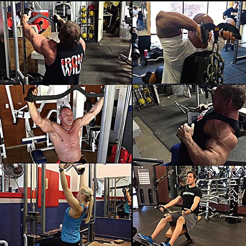 BLUSLM LAT Pull Down Bar for Cable Machine, LAT Pulldown Attachments T-bar V-bar Cable Attachment for Gym, Back Tricep Strength Training Handle (5 Pieces)
