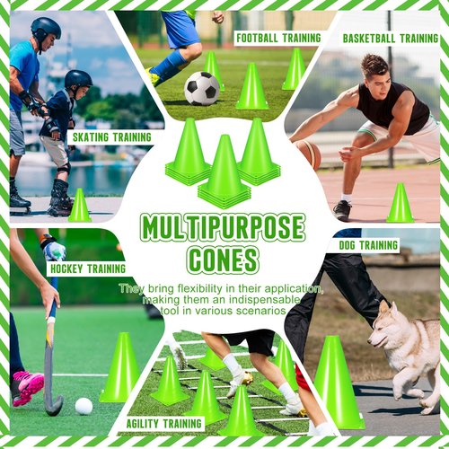 Syhood 30 Pack 7 Inch Plastic Traffic Cones Sports Training Agility Marker Mini Cones for Soccer, Skating, Football, Basketball, Indoor and Outdoor Games Sports Practice Equipment(Green)