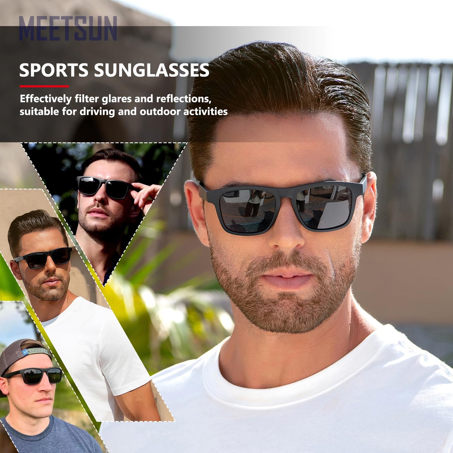 MEETSUN Polarized Sunglasses For Men Women UV Protection Square Frame Sport Fishing Driving Sunglasses