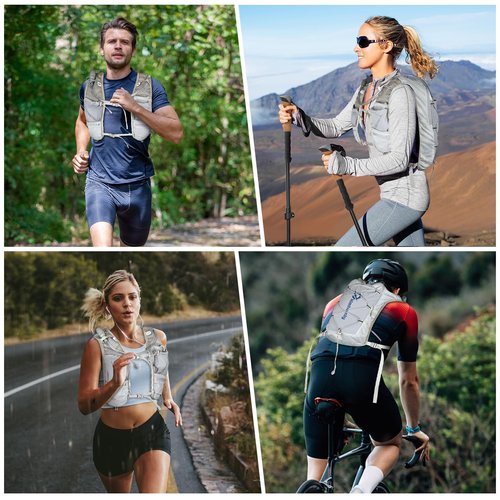 kimhomly Running Hydration Vest for Women Men, Lightweight Adjustable Hydration Backpack with 1.5L Water Bladder Bag for Hiking, Trail, Running, Marathons, Cycling