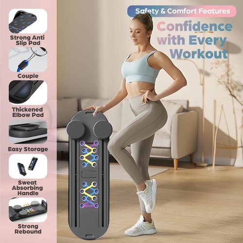 Esne- Foldable Pilates Reformer Set - 6-in-1 Home Workout Board with Thickened Resistance Bands, Balance Bar & Non-Slip Socks | Portable Core Strength Trainer for Full-Body Toning (2025 Upgrade)