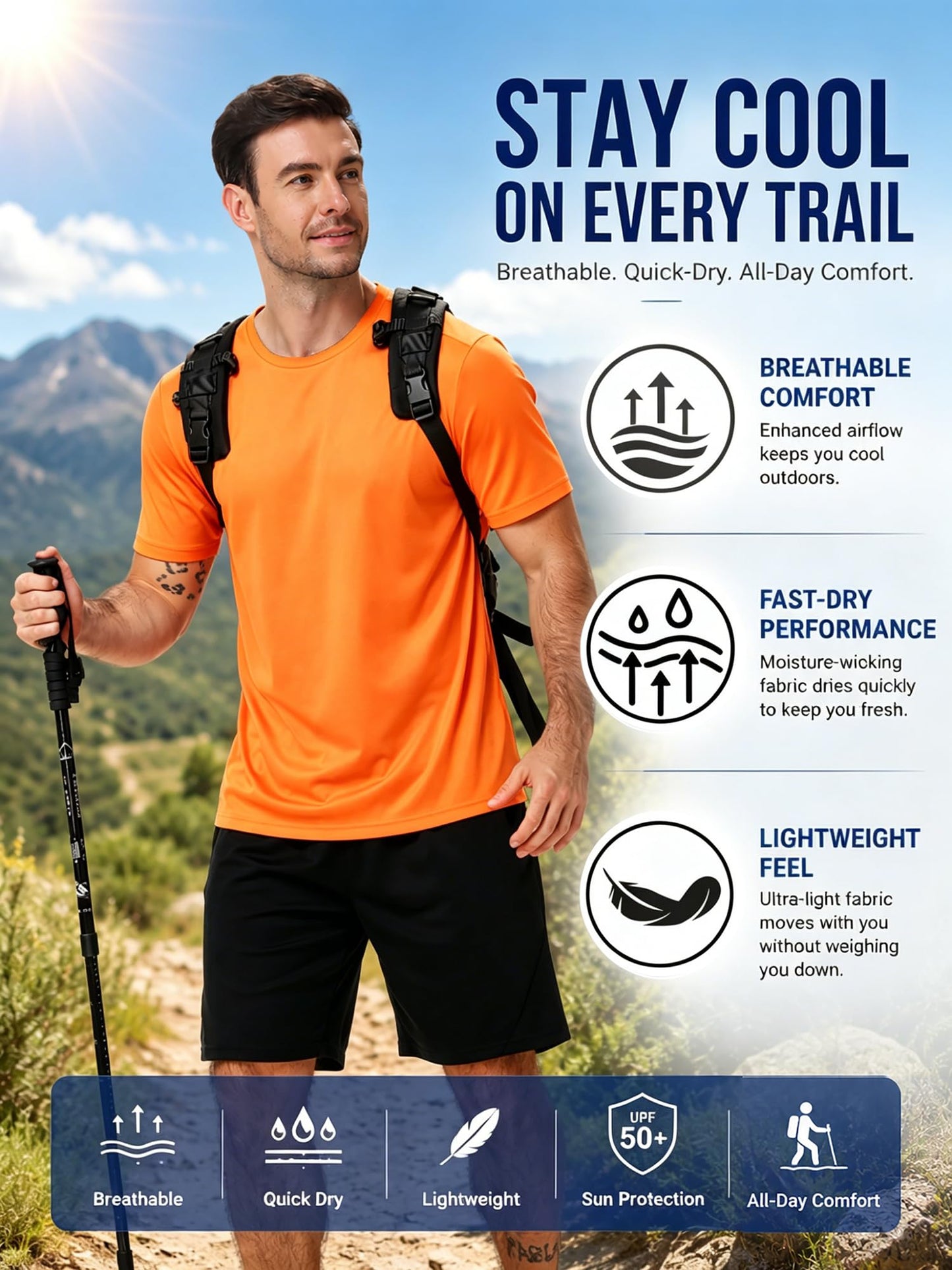 WENTTUO Workout Mens Shirts Swim Shirt Causal Running Shirts Men Short Sleeve Fast Dry Gym Shirt Cooling Mens Pack Short Sleeve T-Shirts