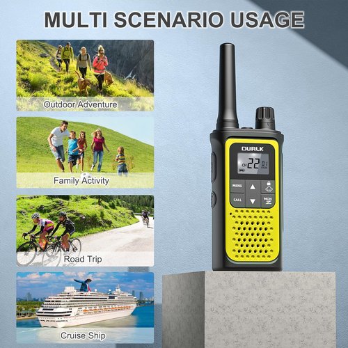 Rechargeable Walkie Talkies Long Range, 4 Pack Walkie Talkies for Adults NOAA Weather Alert, 2 Way Radio 22 FRS Channel with 1800mAh Li-ion Battery Charger USB-C Cable VOX for Hiking Cruises Camping