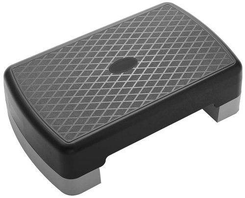 Fitvids 18" Workout Aerobic Stepper Step Platform with 2 Risers, Lightweight Portable Step Up Platform Trainer, Adjustable Height 3.2’’ 5.5’’ for Home Gym, Black and Gray