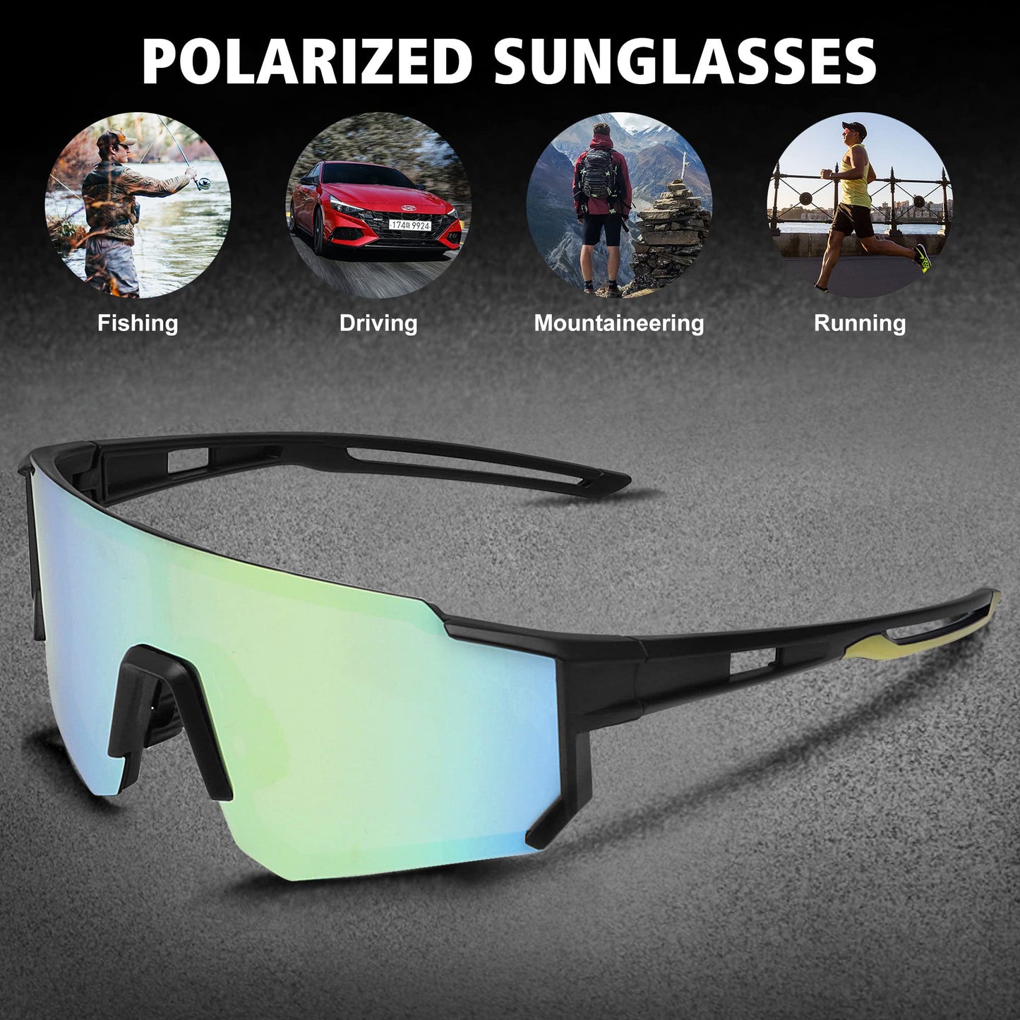 STORYCOAST Polarized Sports Sunglasses for Men Women,Bike Glasses Driving Fishing Cycling Mountain Bike Sunglasses UV400 Protection Black Frame-Gold Mirror Lens