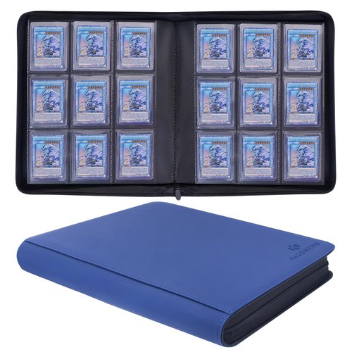 KAGSWAMO Toploader Binder, Holds 324 Toploaders, 9 Pockets, Top Loader Binder for Cards Storage, Card Holder for Sports Cards or Trading Cards in 3 x 4'' Toploaders-Blue