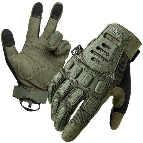 ZUNE LOTOO Tactical Gloves for Men, Touchscreen Motorcycle Gloves with Finger Impact Protection, Green Palm Padded Safety Work Gloves for Paintball Airsoft Range Tac Female Women(Medium)
