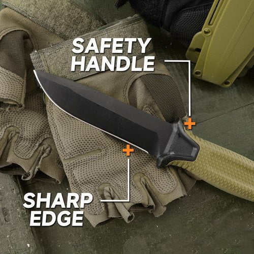 xiaotianlai 9.84" Fixed Blade Hunting Knives Green Handle and Sheath,Stainless Steel Survival Hunting Bushcraft Full Tang Non-Slip Handle Knife Camping,Hunting,Adventure,Outdoors,EDC