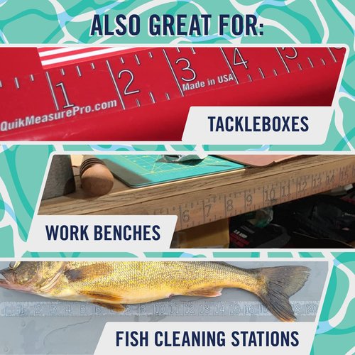 36" Fish Measuring Ruler Sticker | Waterproof Transparent Decal Tape | Made in USA | Bold and Easy Read Markings | Boat, Kayak, Net, Cooler Compatible | UV-Resistant Adhesive | Easy Application