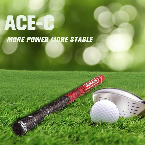 Geoleap Golf Grips Set of 13- Grips with Tapes and Grips with All Repair Kits for Choice,Hybrid Golf Club Grips,Standard/Midsize,All Weather Contral, High Feedback & Traction. (Standard, Red-Classic( 13 grips only with 15 tapes))