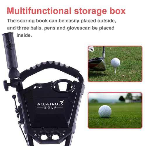 Fitvids Wheel Golf Push Cart - Lightweight Folding Golf Walking Push Cart Trolley Golf Bag Holder, Black