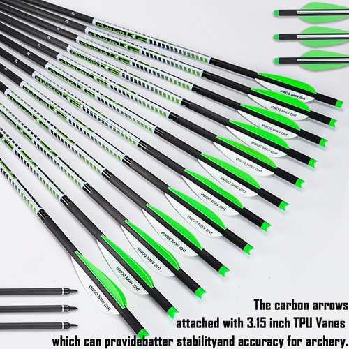 LWANO 100% Pure Carbon Crossbow Bolts Arrows 20 Inch Archery Arrows 12 Pack and 6 Pack Hunting Crossbow Broadheads kit for Hunting & Target Practice