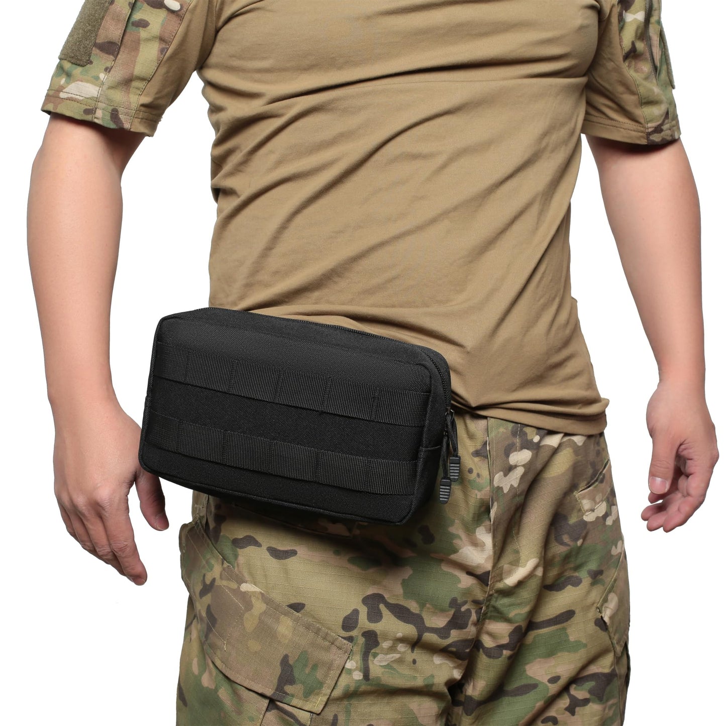 2 Pack Tactical Molle Admin Pouches - Utility Molle Tool Pouch EDC Carry Belt Pouch Horizontal Modular Pouches Phone Pouch for Men,Multi-Purpose Utility Work Organizer Bag (Black)