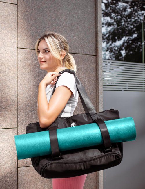 WARRIOR2 Yoga Mat Carrier - Expandable, Water & Shock Resistant Laptop Travel Bag with Mat Straps, Yoga Gym Bag For Men & Women, Luggage Sleeve, Large Tote