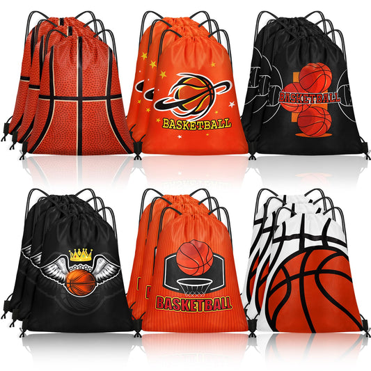 Grneric 18 Pcs Basketball Party Favor Bags Drawstring Bags Bulk Candy Goodie Bag Basketball Themed Presents for Sports Teams