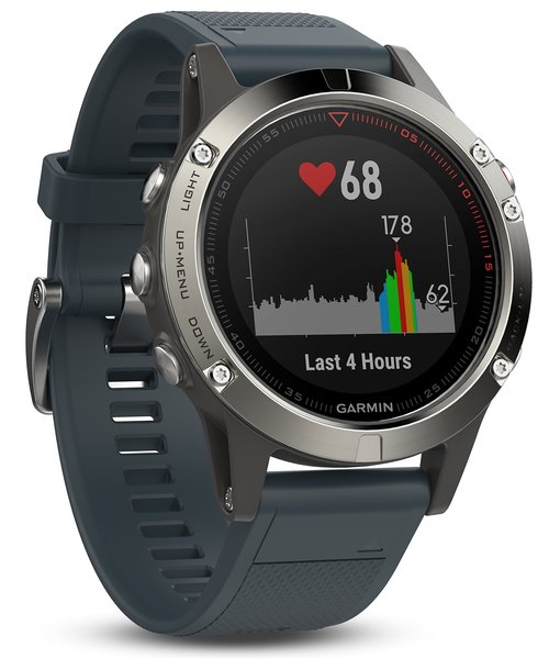 Garmin Fenix 5 - Silver with Granite Blue Band (Renewed)