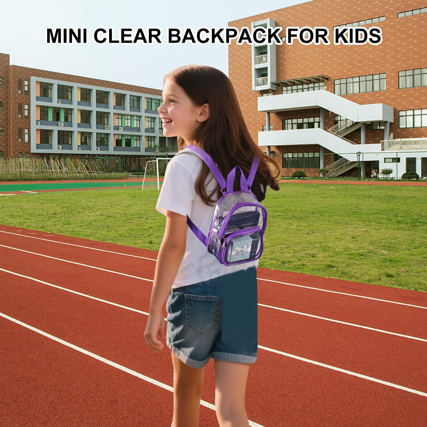 USPECLARE Clear Mini Backpack Stadium Approved for Little Boys & Girls, Transparent Backpack for Concert, Festival, Sport Events