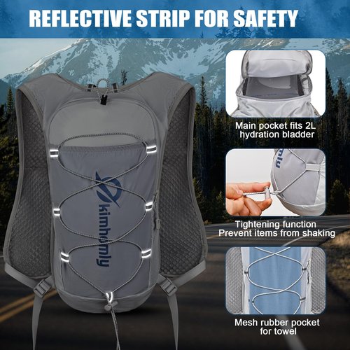 kimhomly Running Hydration Vest for Women Men, Lightweight Adjustable Hydration Backpack with 1.5L Water Bladder Bag for Hiking, Trail, Running, Marathons, Cycling