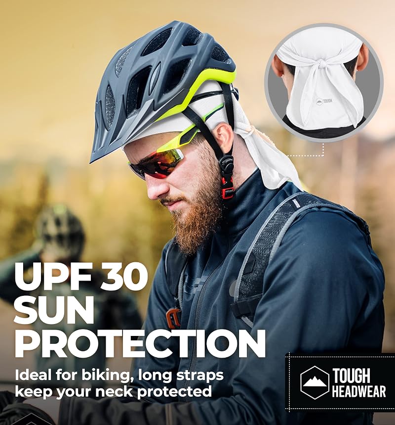Cooling Head Wraps Do Rag Skull Cap for Men - DriZone Evapocool Bandana Under Helmet + 4-Color Variation