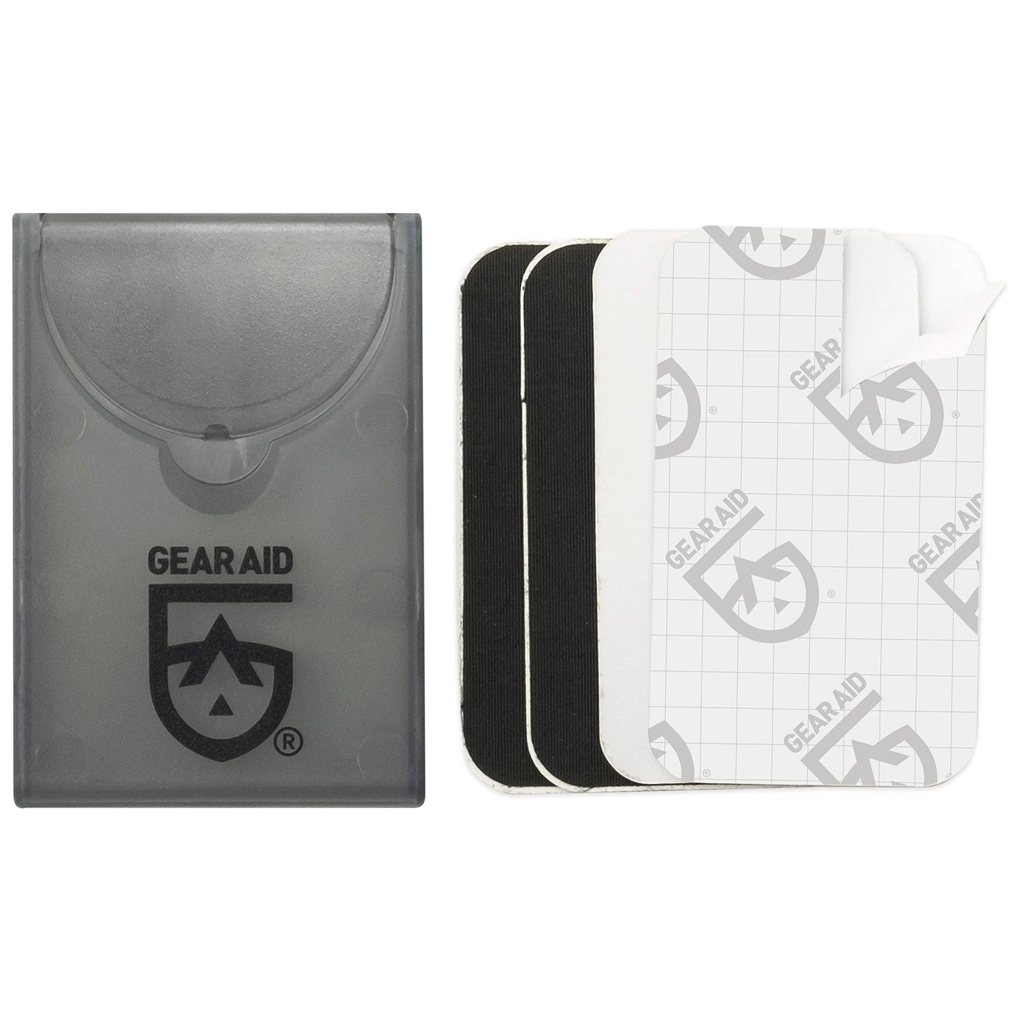GEAR AID Tenacious Tape Mini Patches with Compact Pocket Case to Repair Holes and Tears in Micro Down Jackets, Vests, Tents, Rain Gear, and Outdoor Gear, 6 Patches (3 Clear, 3 Black)