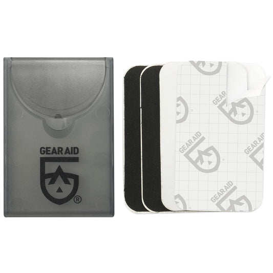 GEAR AID Tenacious Tape Mini Patches with Compact Pocket Case to Repair Holes and Tears in Micro Down Jackets, Vests, Tents, Rain Gear, and Outdoor Gear, 6 Patches (3 Clear, 3 Black)