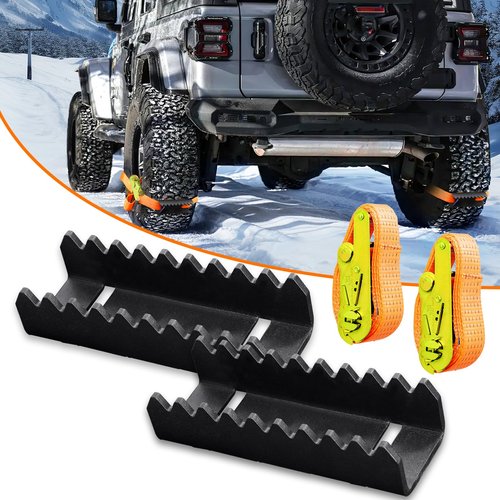 VKU Tire Metal Gripper Traction Device Traction Straps Large for Trucks Large SUVs Anti Skid Emergency Traction Aid Straps to Get Unstuck from Snow, Mud, Ice & Sand, Fit for Jeep Wrangler JK JL Bronco