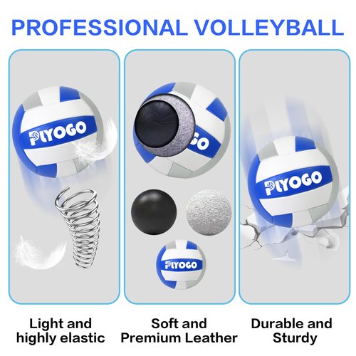 PLYOGO Volleyball Net for Backyard, Professional Portable Outdoor Heavy Duty Volleyball Net Set with Adjustable Aluminum Poles, Anti-Sag Design, Double Tension Adjuster for Beach, Grass |1680D Bag