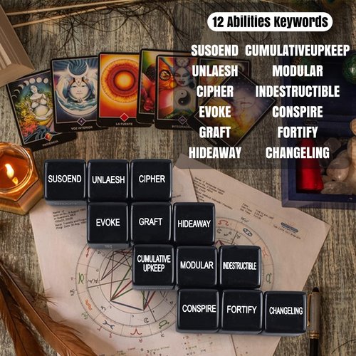 48 Pieces Abilities Keywords Counter Dice,MTG Life Counter 1/+1,Creature Stats Buff Tokens Dice,MTG Dice Set for MTG, TCG, Card Games Accessories