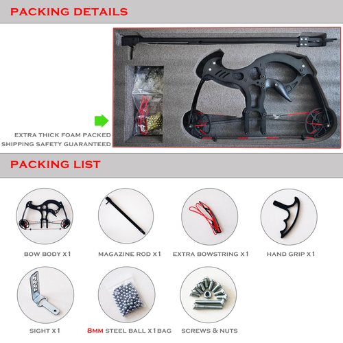 Joojeers 50 Burst Rapid Fire Ball Bearing Compound Bow Kit, 40 LBS Draw Weight 330+FPS Hunting Slingshot Compound Bow Shoots Steel Balls, Heavy Sling Shot Bow for Adults.