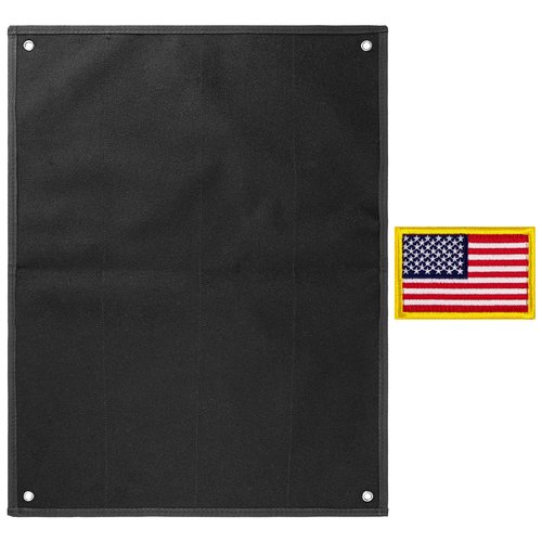 bvya Tactical Board Patch Organizer Holder Display with Loop Surface, Steel Ring for Morale Uniform Hook and Loop Emblems, 1 Flag Patch Included (Black, Small: 23.6" x 17.7"/60 CM x 45 CM)
